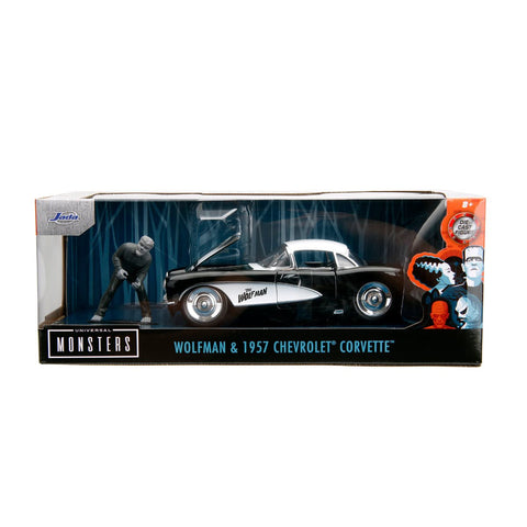 Hollywood Rides Universal Monsters Wolfman 1957 Chevrolet Corvette 1:24 Scale Die-Cast Metal Vehicle with Figure