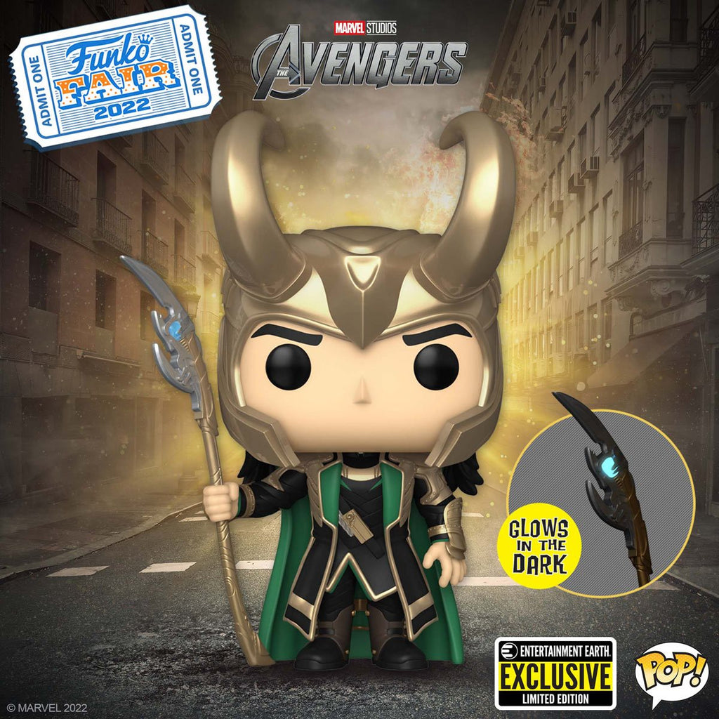 Avengers Loki with Scepter Pop! Vinyl Figure - Entertainment Earth Exc –  The Three Boomsticks