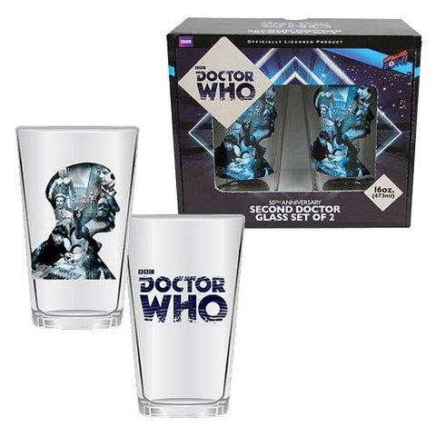 Biff Bang Pow! Doctor Who Second Doctor 16oz. Glass set of 2